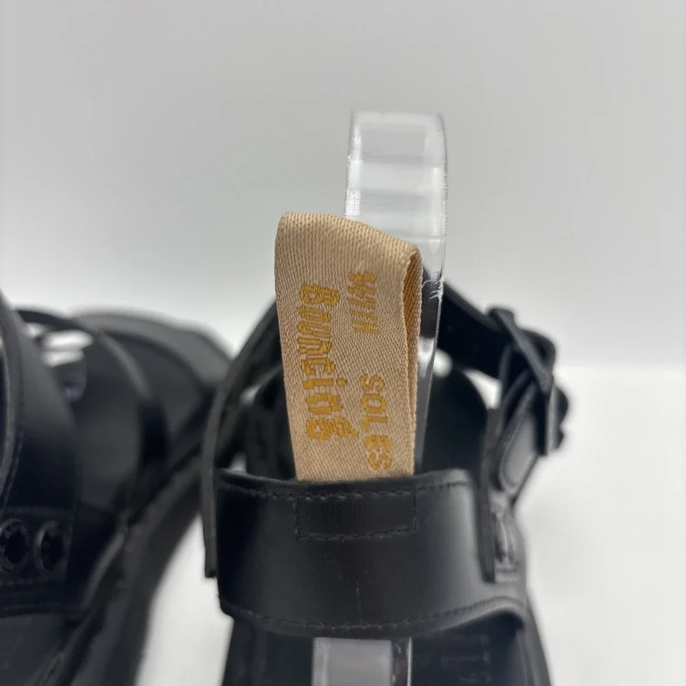 Dr Martens Gryphon Black Vegan Leather Sandals Size US 8M